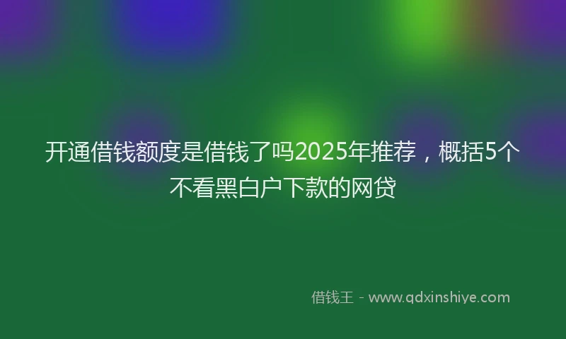 开通借钱额度是借钱了吗2025年推荐，概括5个不看黑白户下款的网贷