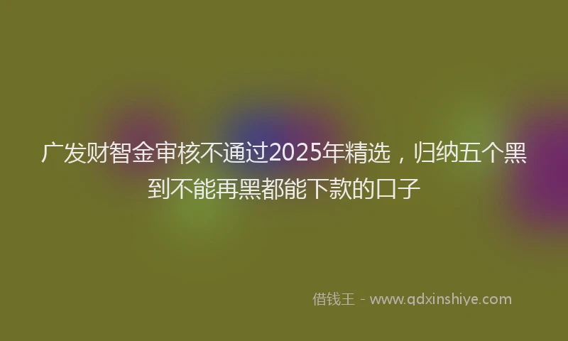 广发财智金审核不通过2025年精选，归纳五个黑到不能再黑都能下款的口子