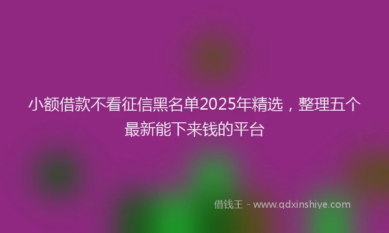 小额借款不看征信黑名单2025年精选，整理五个最新能下来钱的平台