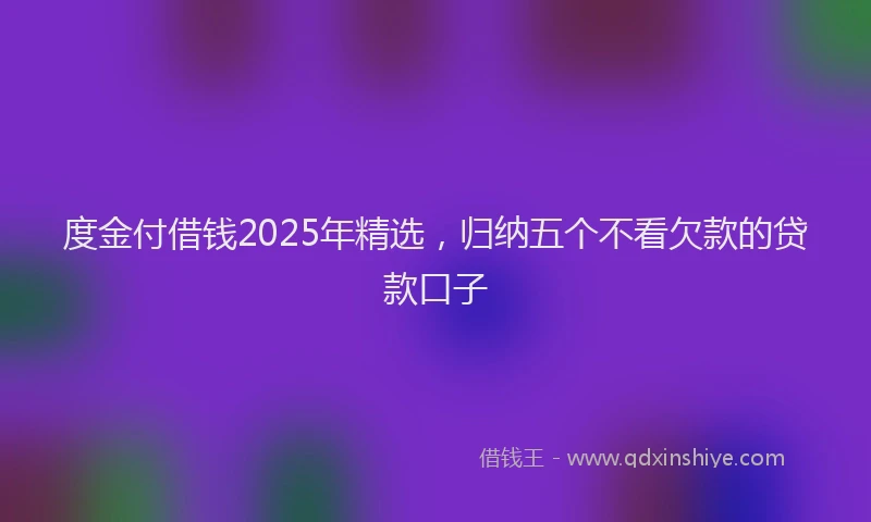 度金付借钱2025年精选，归纳五个不看欠款的贷款口子
