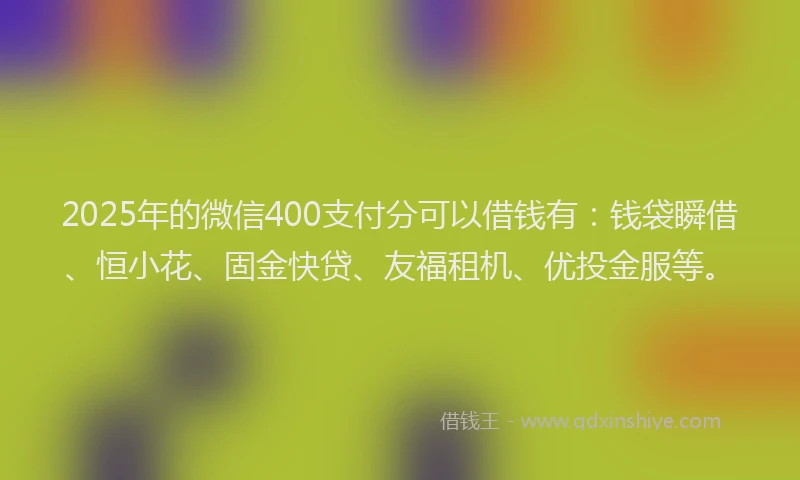 2025年的微信400支付分可以借钱有：钱袋瞬借、恒小花、固金快贷、友福租机、优投金服等。