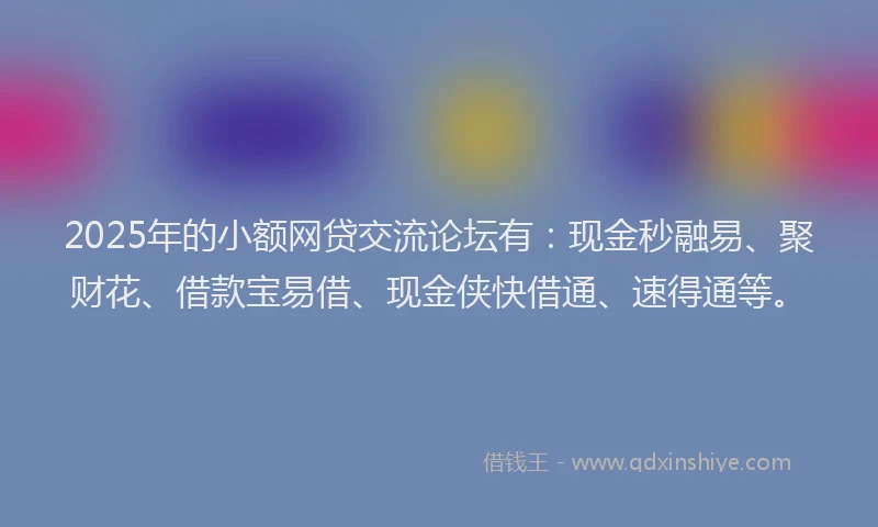 2025年的小额网贷交流论坛有：现金秒融易、聚财花、借款宝易借、现金侠快借通、速得通等。