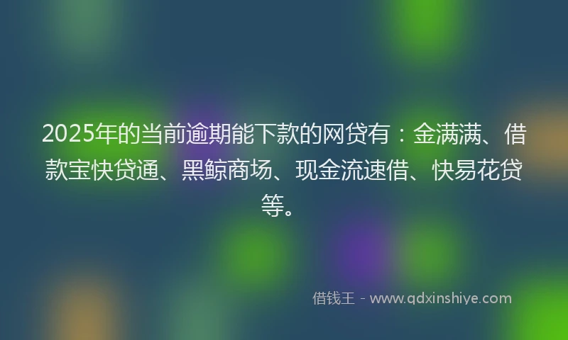 2025年的当前逾期能下款的网贷有：金满满、借款宝快贷通、黑鲸商场、现金流速借、快易花贷等。
