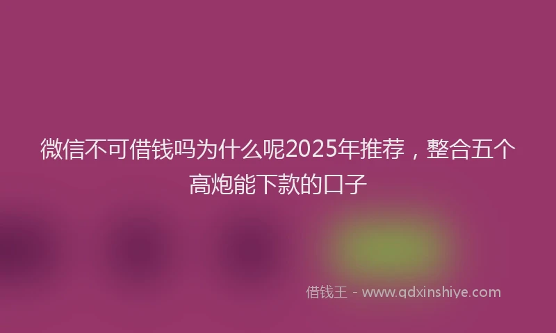 微信不可借钱吗为什么呢2025年推荐，整合五个高炮能下款的口子