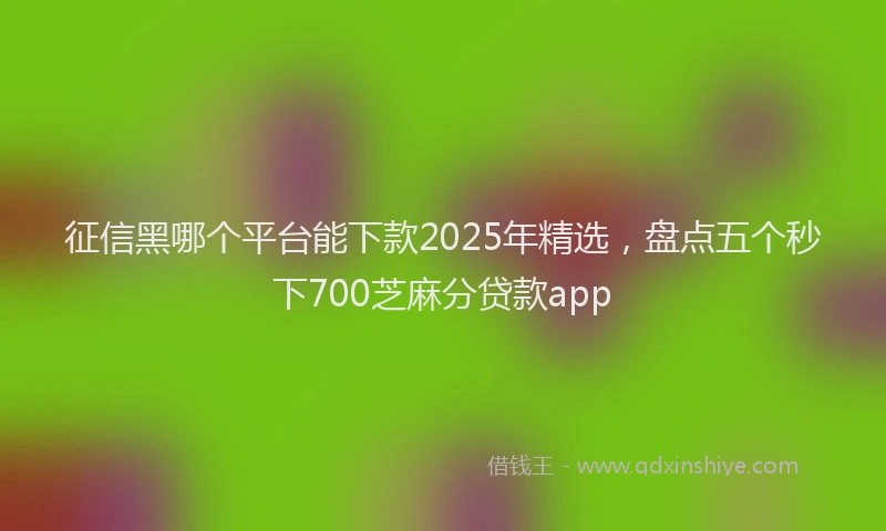 征信黑哪个平台能下款2025年精选，盘点五个秒下700芝麻分贷款app