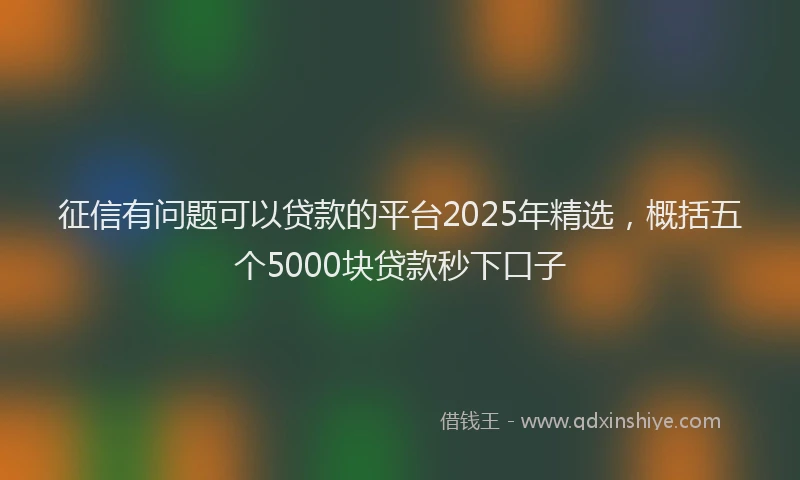 征信有问题可以贷款的平台2025年精选，概括五个5000块贷款秒下口子