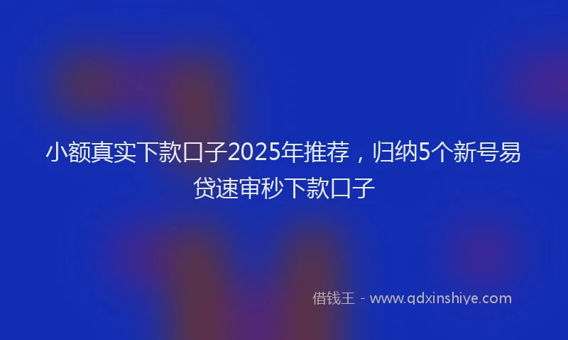 小额真实下款口子2025年推荐，归纳5个新号易贷速审秒下款口子
