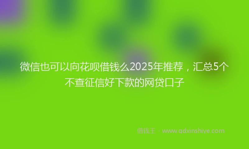微信也可以向花呗借钱么2025年推荐，汇总5个不查征信好下款的网贷口子