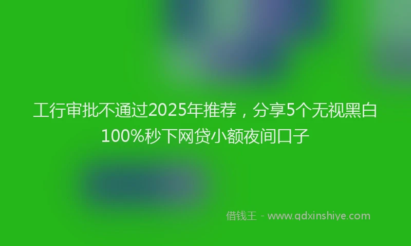 工行审批不通过2025年推荐，分享5个无视黑白100%秒下网贷小额夜间口子