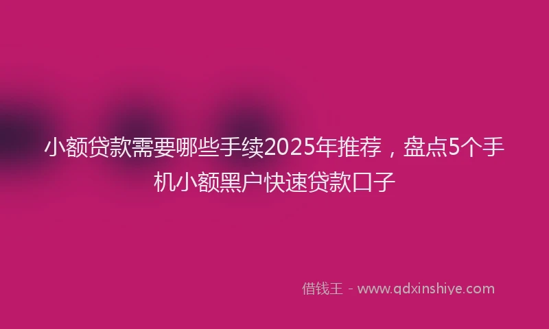 小额贷款需要哪些手续2025年推荐，盘点5个手机小额黑户快速贷款口子