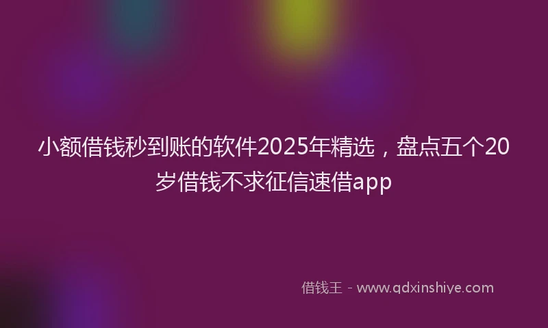 小额借钱秒到账的软件2025年精选，盘点五个20岁借钱不求征信速借app