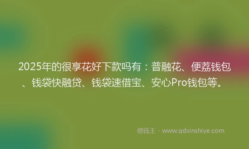 2025年的很享花好下款吗有：普融花、便荔钱包、钱袋快融贷、钱袋速借宝、安心Pro钱包等。