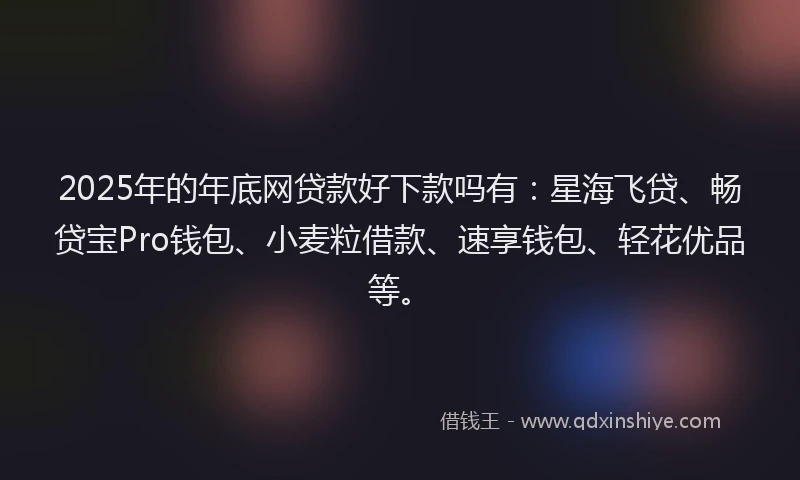 2025年的年底网贷款好下款吗有：星海飞贷、畅贷宝Pro钱包、小麦粒借款、速享钱包、轻花优品等。
