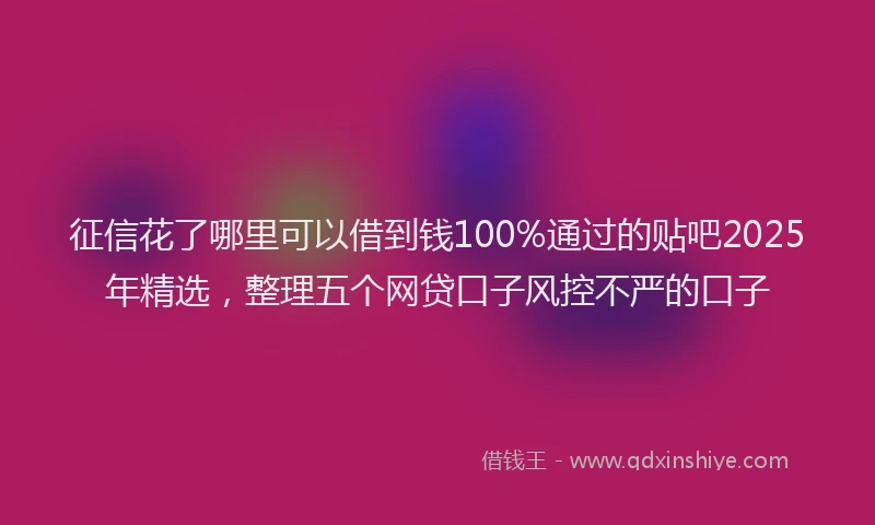 征信花了哪里可以借到钱100%通过的贴吧2025年精选，整理五个网贷口子风控不严的口子