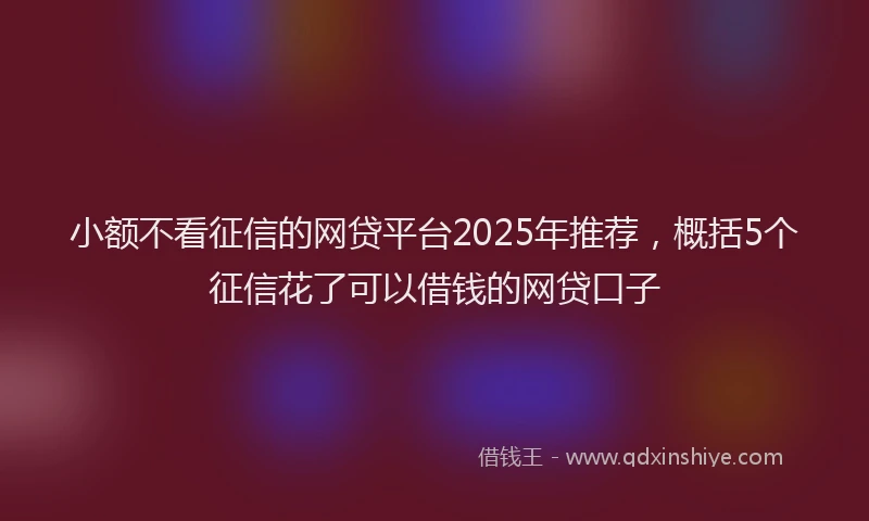 小额不看征信的网贷平台2025年推荐，概括5个征信花了可以借钱的网贷口子