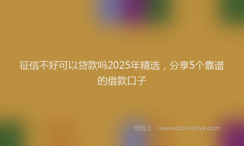 征信不好可以贷款吗2025年精选，分享5个靠谱的借款口子
