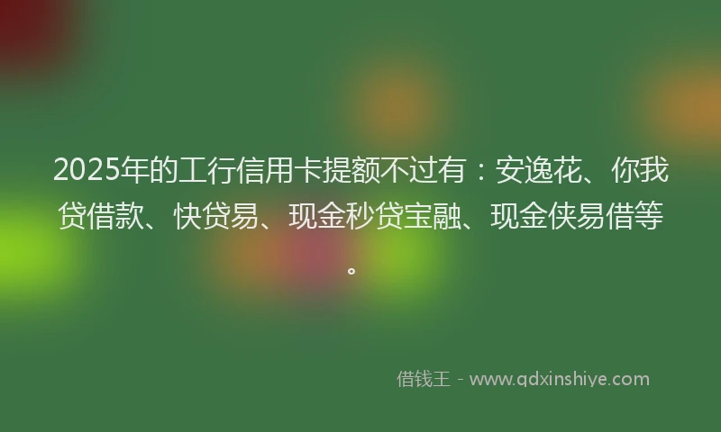2025年的工行信用卡提额不过有：安逸花、你我贷借款、快贷易、现金秒贷宝融、现金侠易借等。