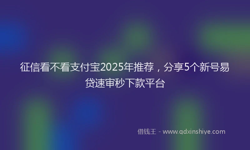 征信看不看支付宝2025年推荐，分享5个新号易贷速审秒下款平台