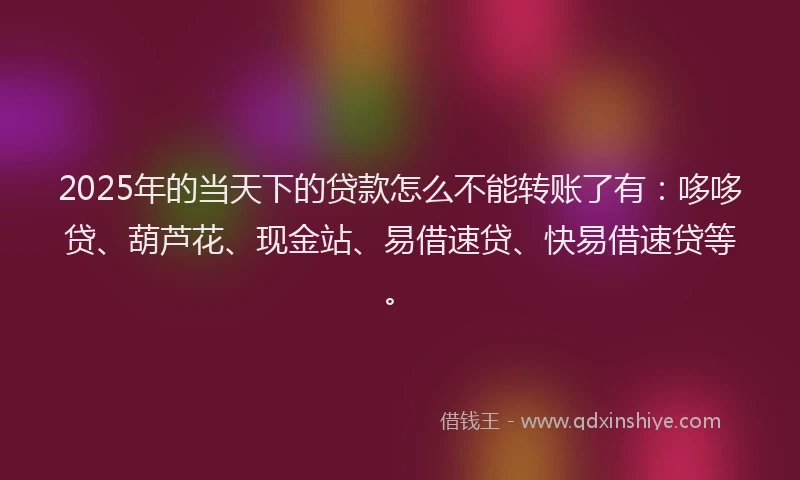 2025年的当天下的贷款怎么不能转账了有：哆哆贷、葫芦花、现金站、易借速贷、快易借速贷等。