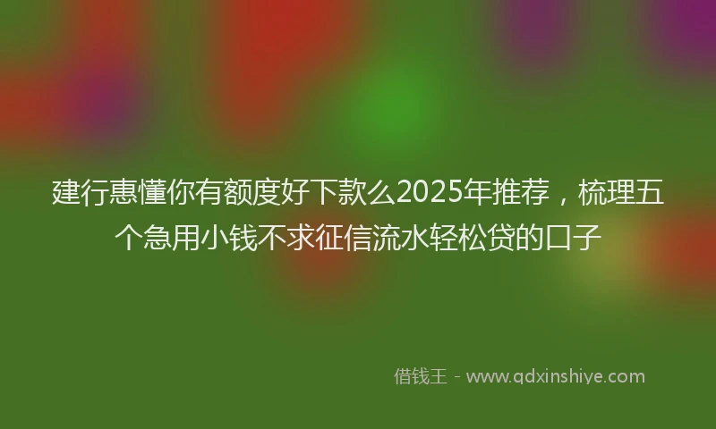 建行惠懂你有额度好下款么2025年推荐，梳理五个急用小钱不求征信流水轻松贷的口子