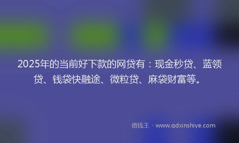 2025年的当前好下款的网贷有：现金秒贷、蓝领贷、钱袋快融途、微粒贷、麻袋财富等。