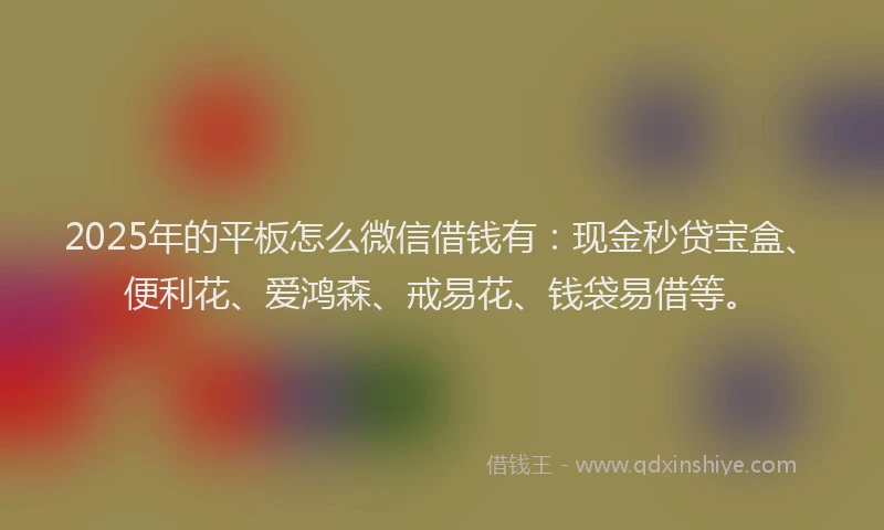 2025年的平板怎么微信借钱有：现金秒贷宝盒、便利花、爱鸿森、戒易花、钱袋易借等。