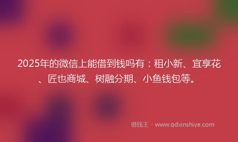 2025年的微信上能借到钱吗有：租小新、宜享花、匠也商城、树融分期、小鱼钱包等。