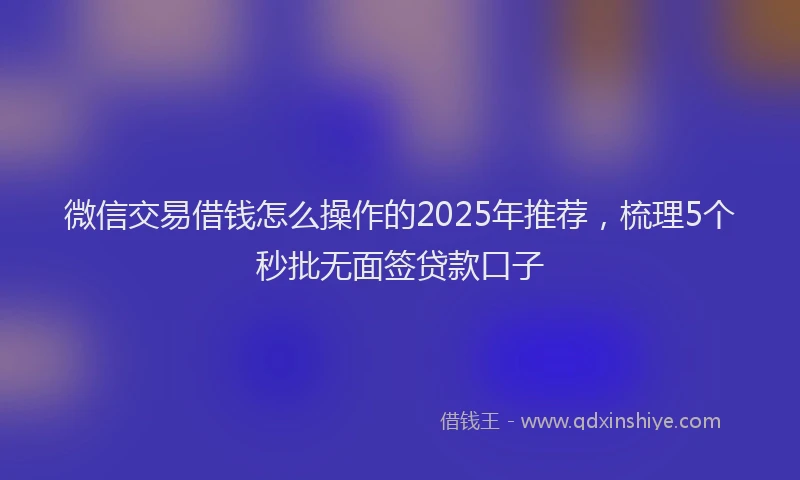 微信交易借钱怎么操作的2025年推荐，梳理5个秒批无面签贷款口子