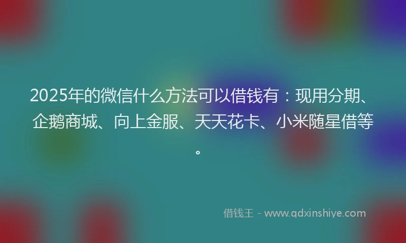 2025年的微信什么方法可以借钱有：现用分期、企鹅商城、向上金服、天天花卡、小米随星借等。
