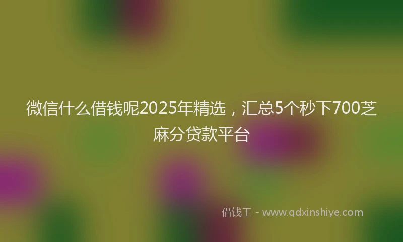 微信什么借钱呢2025年精选，汇总5个秒下700芝麻分贷款平台