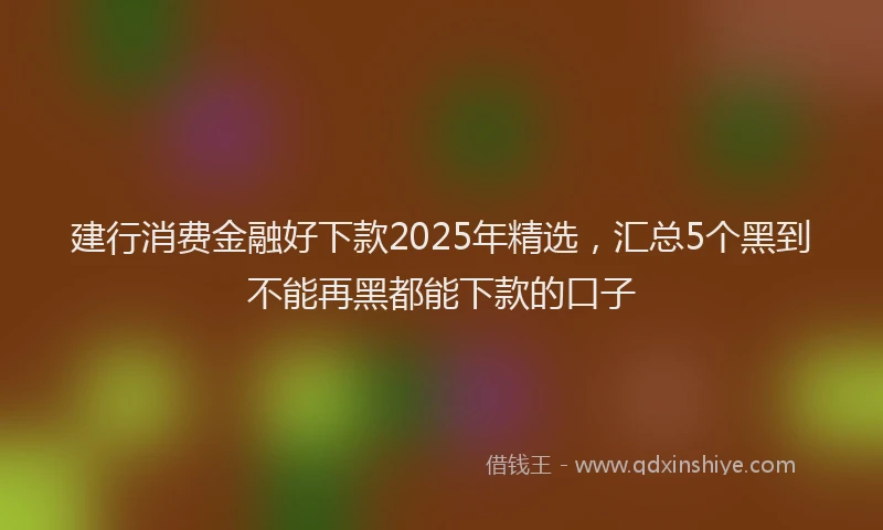 建行消费金融好下款2025年精选，汇总5个黑到不能再黑都能下款的口子