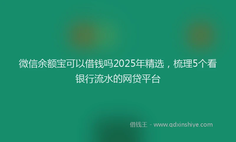 微信余额宝可以借钱吗2025年精选，梳理5个看银行流水的网贷平台