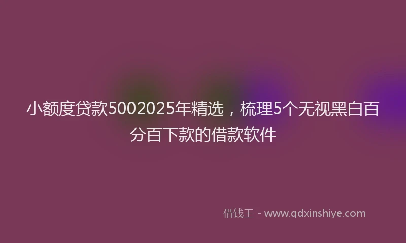 小额度贷款5002025年精选，梳理5个无视黑白百分百下款的借款软件