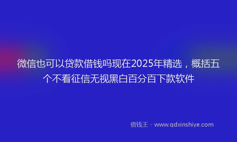 微信也可以贷款借钱吗现在2025年精选，概括五个不看征信无视黑白百分百下款软件