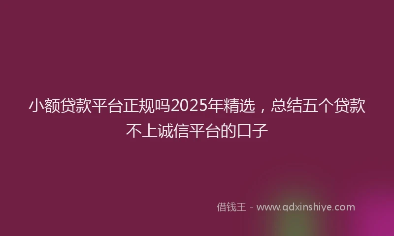 小额贷款平台正规吗2025年精选，总结五个贷款不上诚信平台的口子