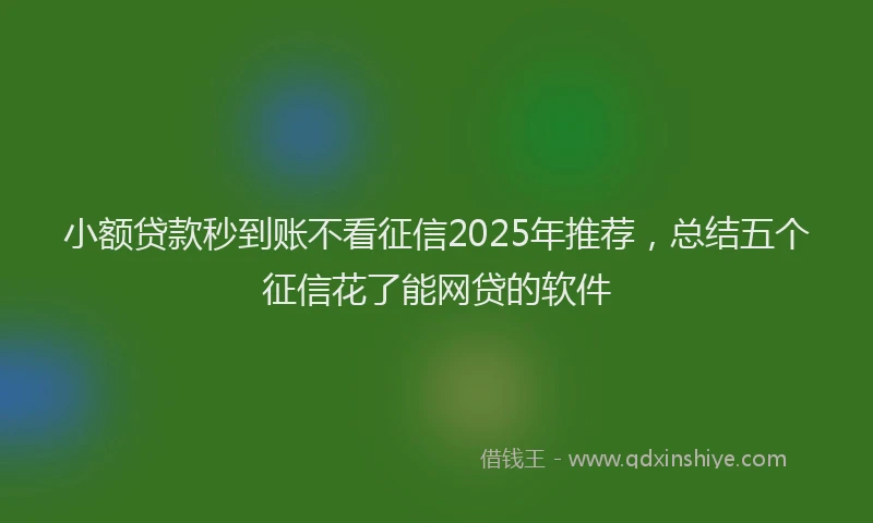 小额贷款秒到账不看征信2025年推荐，总结五个征信花了能网贷的软件