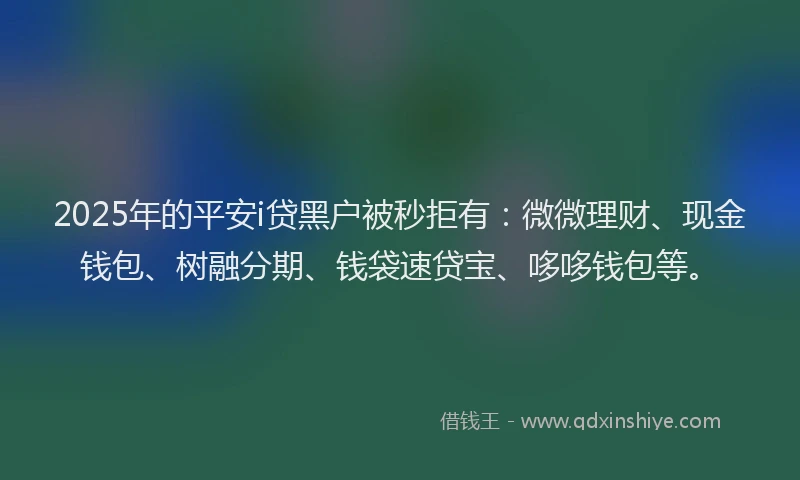 2025年的平安i贷黑户被秒拒有：微微理财、现金钱包、树融分期、钱袋速贷宝、哆哆钱包等。