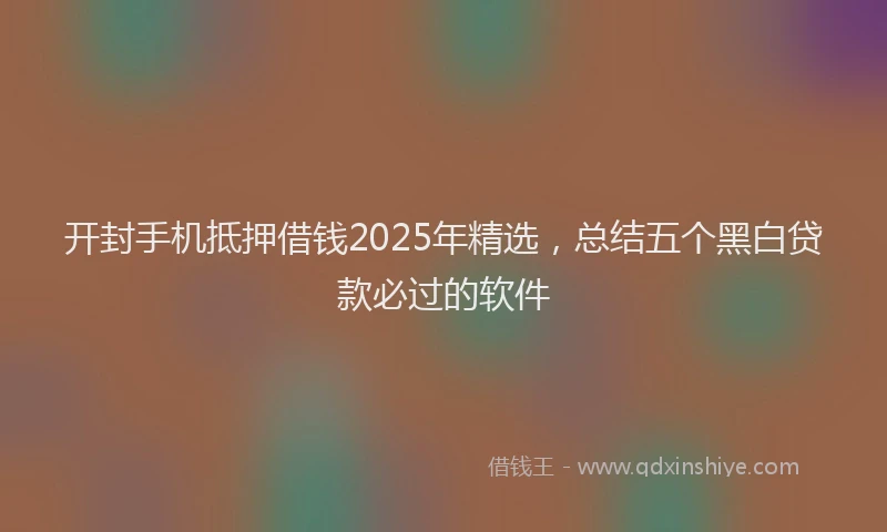 开封手机抵押借钱2025年精选，总结五个黑白贷款必过的软件