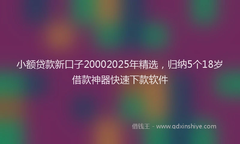 小额贷款新口子20002025年精选，归纳5个18岁借款神器快速下款软件
