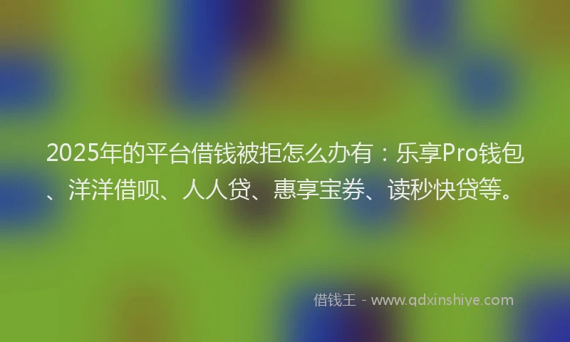 2025年的平台借钱被拒怎么办有：乐享Pro钱包、洋洋借呗、人人贷、惠享宝券、读秒快贷等。