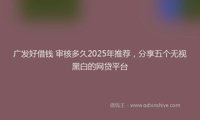 广发好借钱 审核多久2025年推荐，分享五个无视黑白的网贷平台