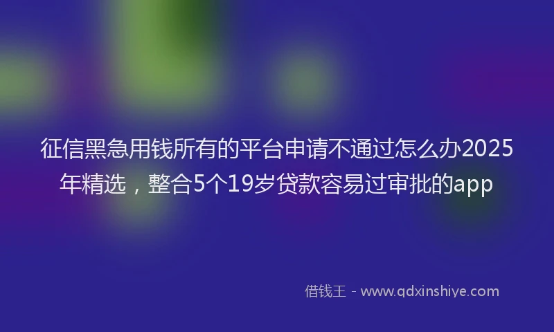 征信黑急用钱所有的平台申请不通过怎么办2025年精选，整合5个19岁贷款容易过审批的app