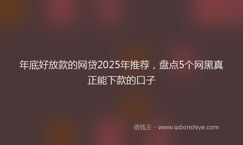 年底好放款的网贷2025年推荐，盘点5个网黑真正能下款的口子