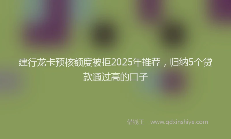 建行龙卡预核额度被拒2025年推荐，归纳5个贷款通过高的口子