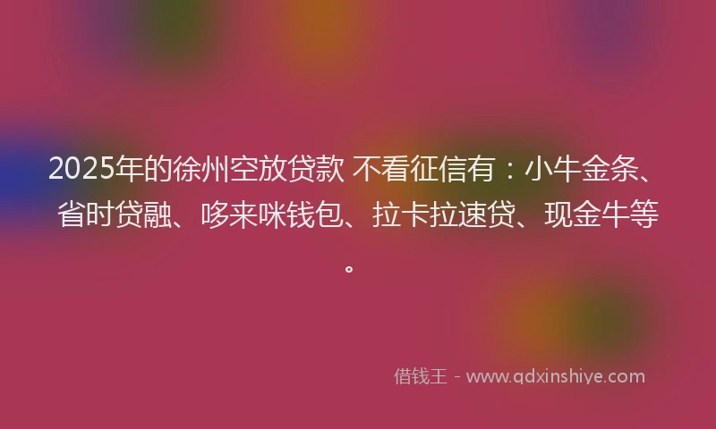 2025年的徐州空放贷款 不看征信有：小牛金条、省时贷融、哆来咪钱包、拉卡拉速贷、现金牛等。