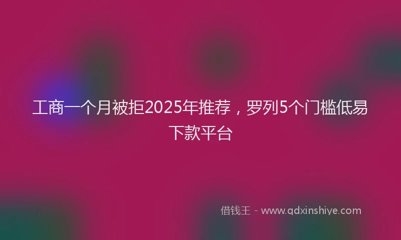 工商一个月被拒2025年推荐，罗列5个门槛低易下款平台