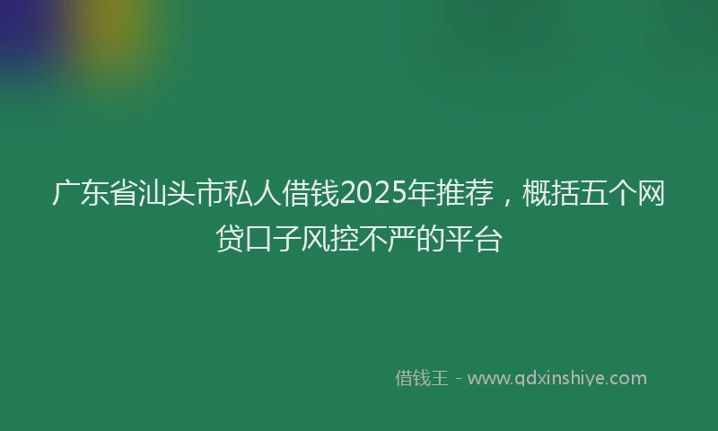 广东省汕头市私人借钱2025年推荐，概括五个网贷口子风控不严的平台