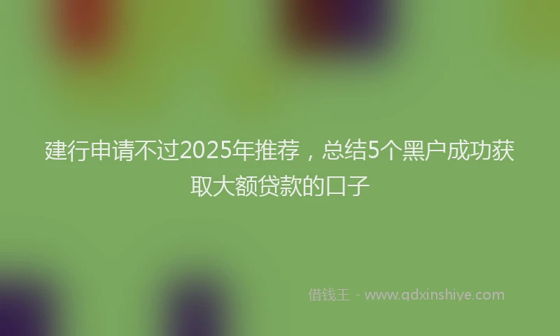 建行申请不过2025年推荐，总结5个黑户成功获取大额贷款的口子