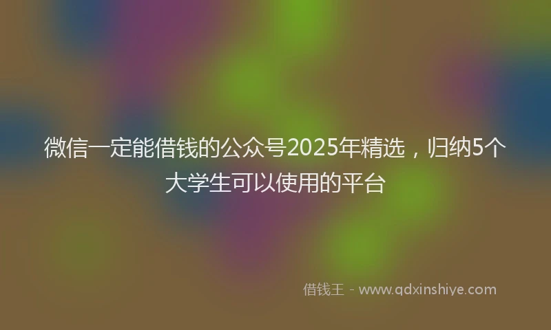 微信一定能借钱的公众号2025年精选，归纳5个大学生可以使用的平台