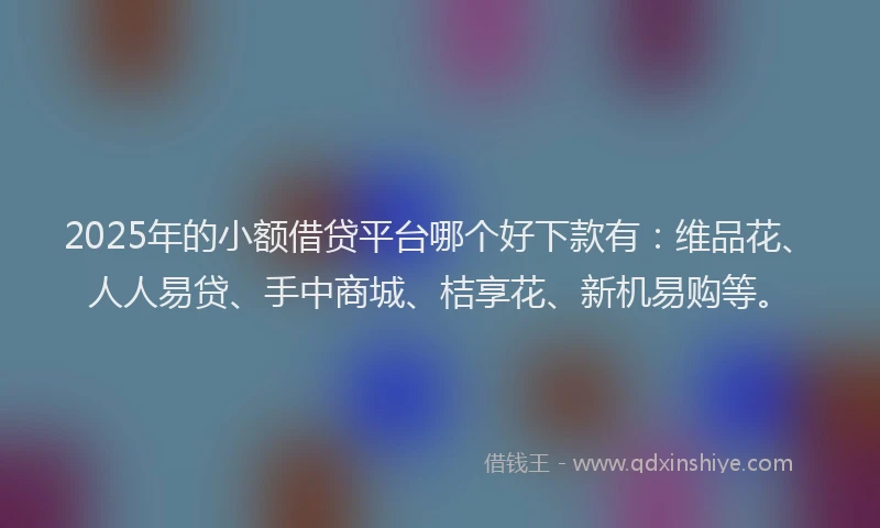 2025年的小额借贷平台哪个好下款有：维品花、人人易贷、手中商城、桔享花、新机易购等。
